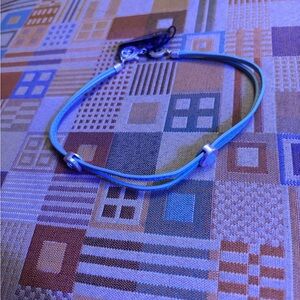 Blue Cord choker with Silver Accents